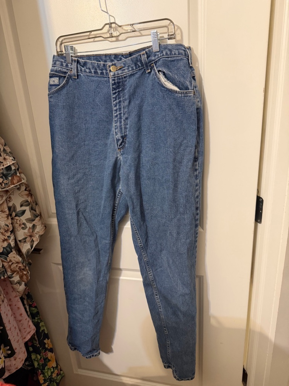 Wrangler High-Waist Blue Denim straight Jeans 16 x 32